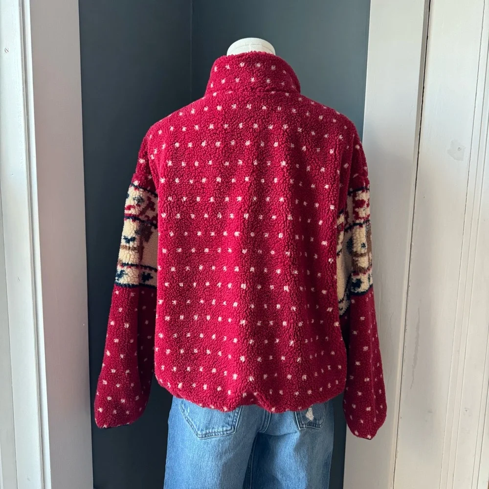 NWT Cider Sherpa Fleece Zip Up Nordic Print Jacket - Picture 6 of 16